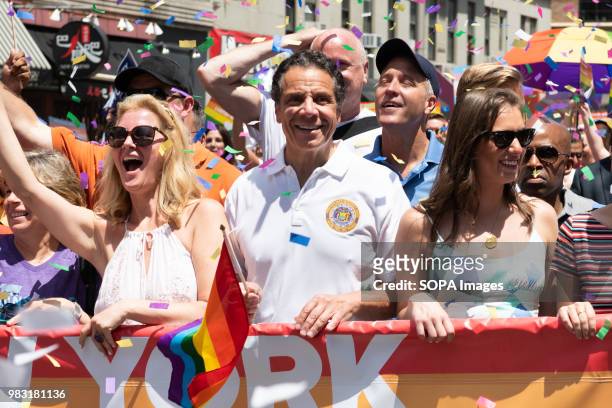 New York State Governor Andrew Cuomo at the Pride March in New York City. Thousands took part in the annual Pride March in New York City to promote...