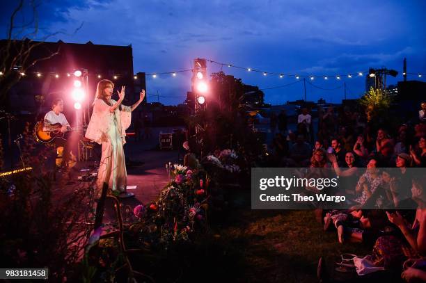 Florence Welch of Florence + The Machine performs onstage during a Spotify Premium intimate event on June 24, 2018 in Brooklyn, New York.