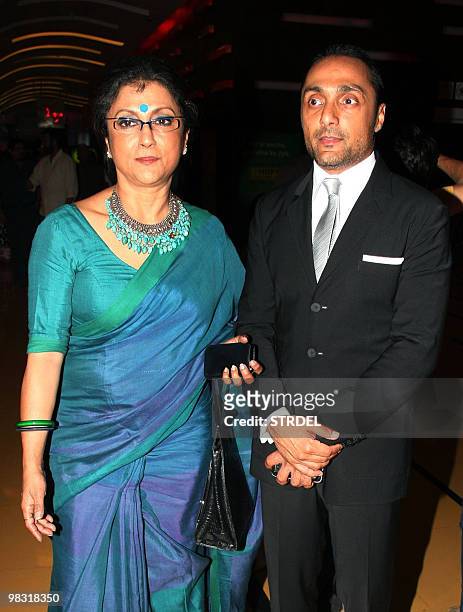Indian actor Rahul Bose and director Aparna Sen pose as they attend the premiere of Hindi film �The Japanese Wife� in Mumbai late April 7, 2010. AFP...