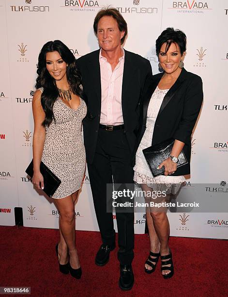 Kim Kardashian, Bruce Jenner and Kris Jenner host The Bravada International launch party at The Whisper Lounge on April 7, 2010 in Los Angeles,...