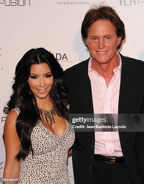 Kim Kardashian and Bruce Jenner host The Bravada International launch party at The Whisper Lounge on April 7, 2010 in Los Angeles, California.