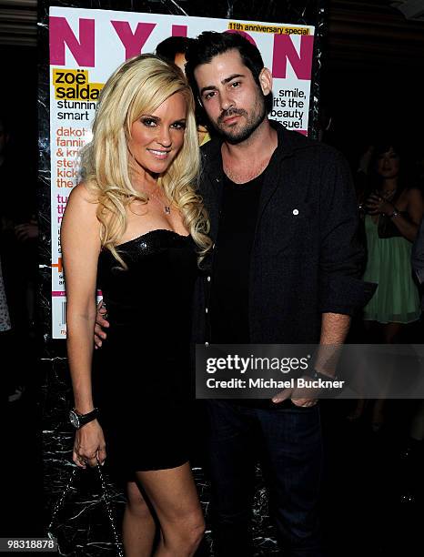 Model Bridget Marquardt and actor Nick Carpenter attend the 11th Anniversay Celebration of Nylon Magazine at Trousdale on April 7, 2010 in West...