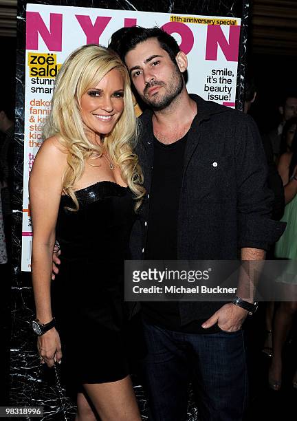 Model Bridget Marquardt and actor Nick Carpenter attend the 11th Anniversay Celebration of Nylon Magazine at Trousdale on April 7, 2010 in West...