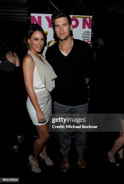 Actress Haylie Duff and actor Nick Zano attend the 11th Anniversay Celebration of Nylon Magazine at Trousdale on April 7, 2010 in West Hollywood,...
