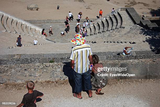 Amphitheater in the Temple of Apollo on July 16, 2009 in Rhodes, Greece. Rhodes is the largest of the Greek Dodecanes Islands.