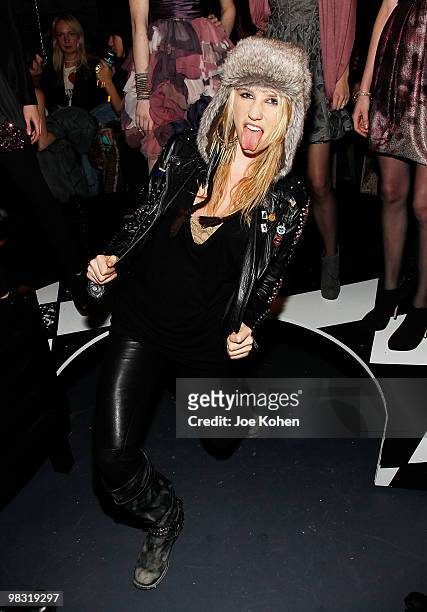Singer Ke$ha attends the alice + olivia Fall 2010 presentation during Mercedes-Benz Fashion Week on February 13, 2010 in New York City.