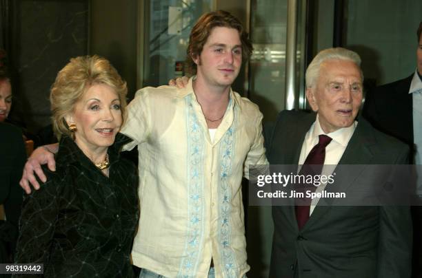 Anne Buydens Douglas, Cameron Douglas,and Kirk Douglas