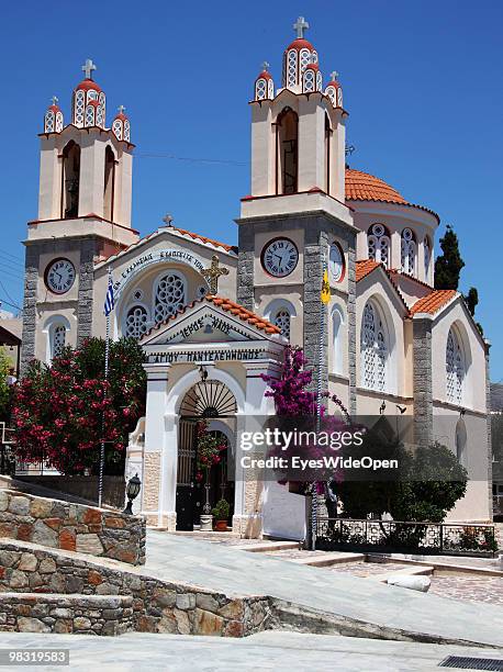 Church Agios Pandeleimon in Siana on July 16, 2009 in Rhodes, Greece. Rhodes is the largest of the Greek Dodecanes Islands.