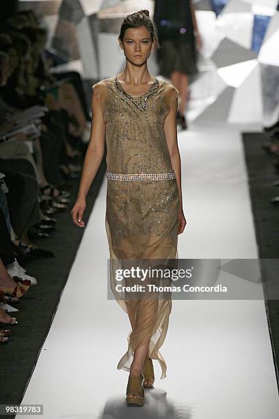 Model wears Vera Wang Spring 2009 at The Tent in Bryant Park on September 11, 2008 in New York City.