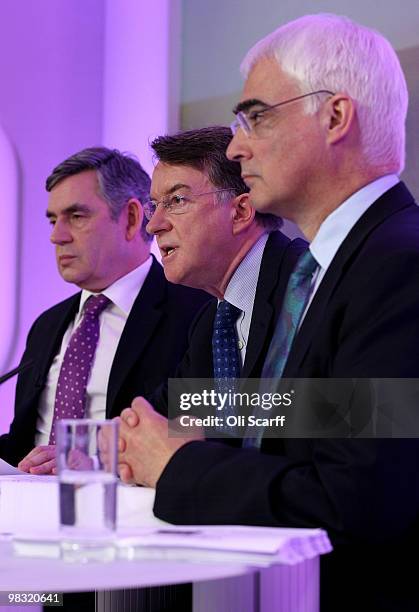 Lord Mandelson speaks during the Labour party's first press conference of the election campaign in Westminster on April 8, 2010 in London, England....