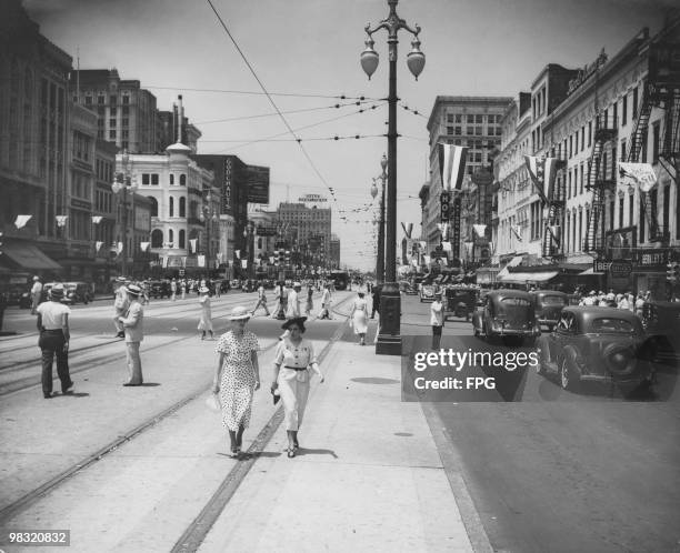 Canal Street in New Orleans, Louisiana, circa 1937.