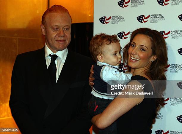 Anthony Pratt, his partner Claudine Revere and their 13 month old son Leon await guests at the American Australian Association Benefit Dinner at...