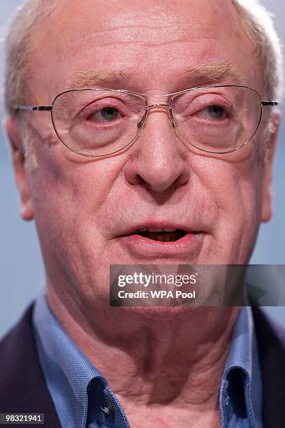 Actor Sir Michael Caine attends the launch of the Conservative's new 'National Citizens Service' on April 8, 2010 in London, England. The General...