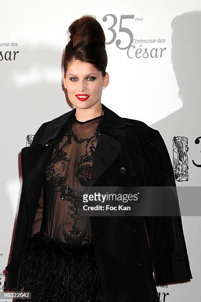 Actress/model Laetitia Casta attends the Cesar Film Awards 2010 - Red Carpet at Theatre du Chatelet on February 27, 2010 in Paris, France.