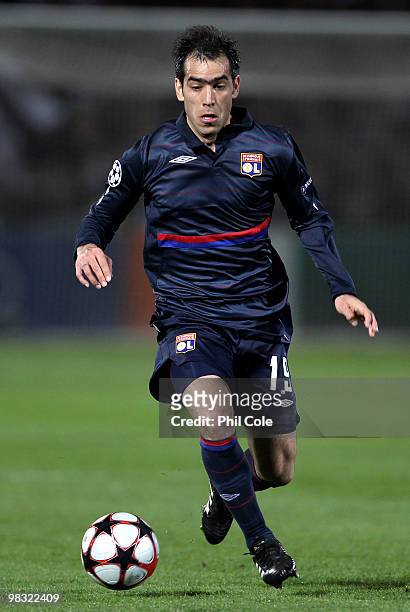 Cesar Delgado of Olympique Lyonnais during the UEFA Champions League quarter final second leg match between Bordeaux and Olympique Lyonnais at Stade...