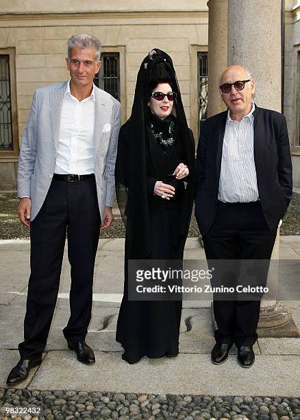 Massimiliano Finazzer Flory, Diane Pernet, Michael Nyman attend "A Shaded View On Fashion Film" Film Festival Press Conference held at Palazzo...