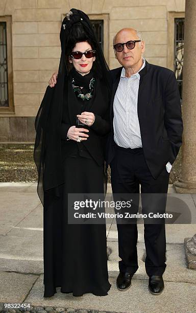 Diane Pernet and Michael Nyman attend "A Shaded View On Fashion Film" Film Festival Press Conference held at Palazzo Morando on April 8, 2010 in...