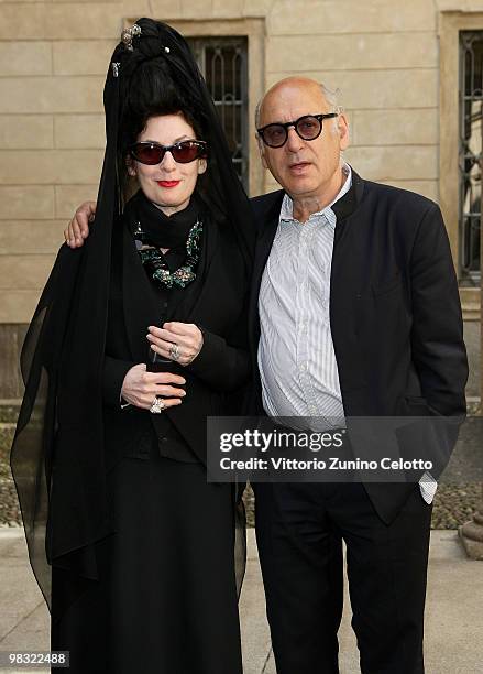 Diane Pernet and Michael Nyman attend "A Shaded View On Fashion Film" Film Festival Press Conference held at Palazzo Morando on April 8, 2010 in...