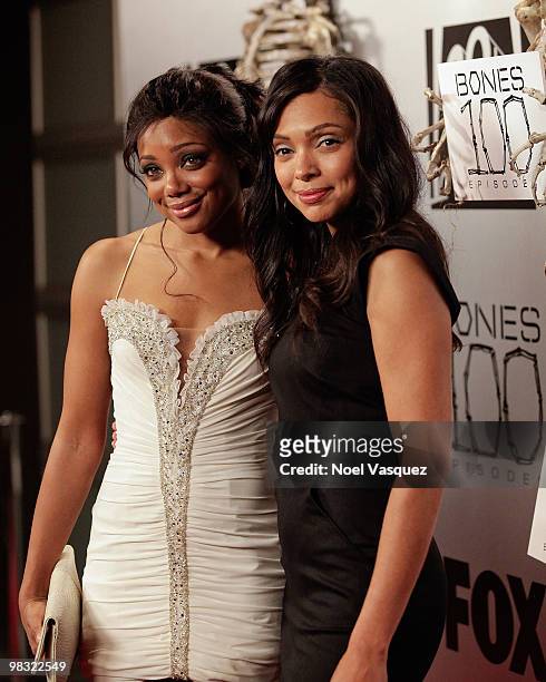 Tamara Taylor and Tiffany Hines attend the "Bones" 100th episode celebration at 650 North on April 7, 2010 in West Hollywood, California.