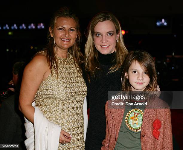 Donatella Pinchinetti, Melissa Paspaley and Sophia Paspaley attend 'Concert for Pauline', a fundraising benefit dinner hosted by Leo Sayer in aid of...