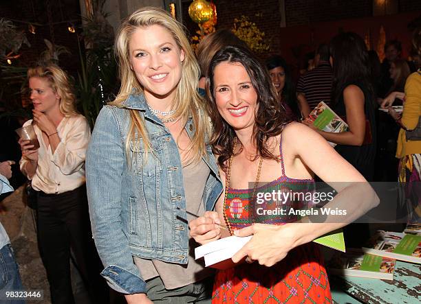 Actress Ali Larter and Anna Getty attend the Anna Getty 'Easy Green Organic: Cook Well, Eat Well, Live Well' book party at Rolling Greens on April 7,...