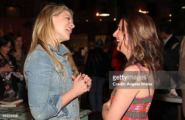 Actress Ali Larter and Anna Getty attend the Anna Getty 'Easy Green Organic: Cook Well, Eat Well, Live Well' book party at Rolling Greens on April 7,...
