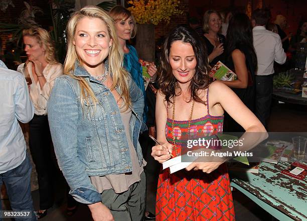 Actress Ali Larter and Anna Getty attend the Anna Getty 'Easy Green Organic: Cook Well, Eat Well, Live Well' book party at Rolling Greens on April 7,...