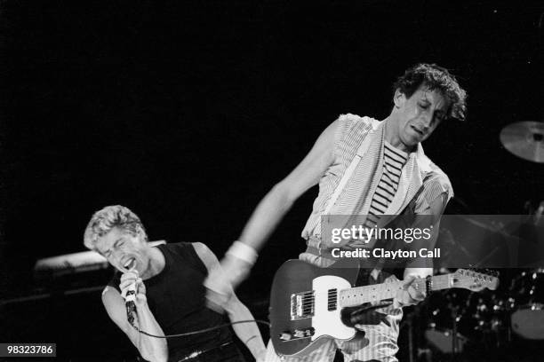 Roger Daltrey and Pete Townshend performing with The Who at the Oakland Coliseum on October 25, 1982.