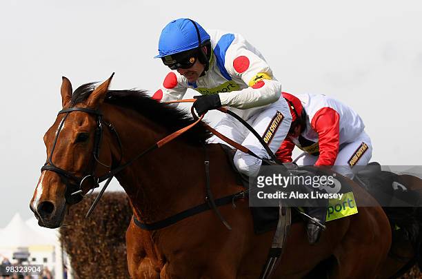 What A Friend ridden by Ruby Walsh wins The totesport Bowl Steeple Chase at Aintree Racecourse on April 8, 2010 in Liverpool, England.