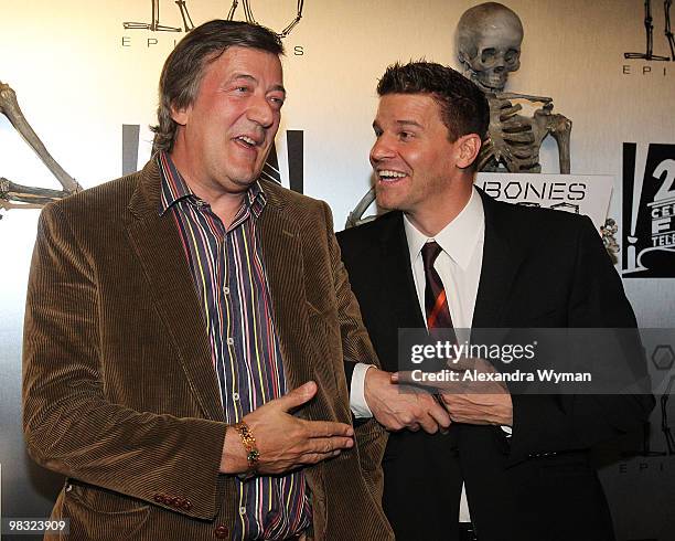 Stephen Fry and David Borneanaz at The "Bones" 100th Episode Celebration on April 7, 2010 in Los Angeles, California.