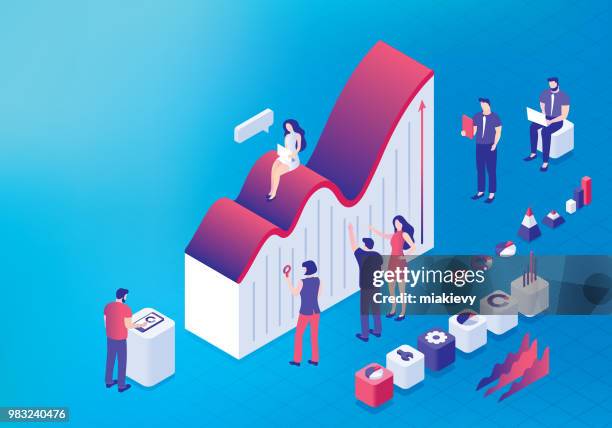 business strategy concept - isometric projection graph stock illustrations