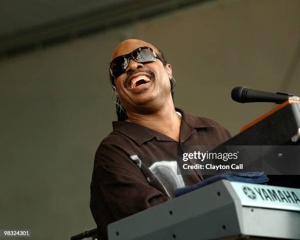 Stevie Wonder performing at the New Orleans Jazz & Heritage Festival on May 2, 2008.