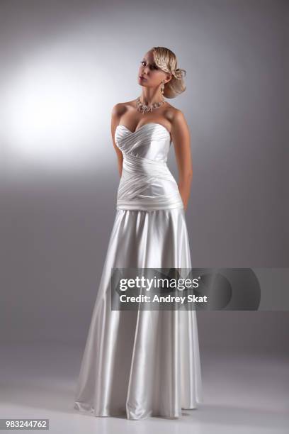 young beautiful woman in a wedding dress - longnose gar stock pictures, royalty-free photos & images