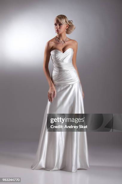 young beautiful woman in a wedding dress - longnose gar stock pictures, royalty-free photos & images