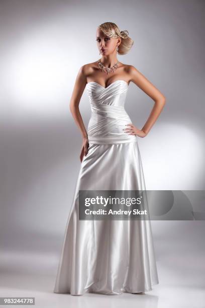 young beautiful woman in a wedding dress - longnose gar stock pictures, royalty-free photos & images