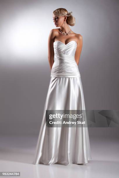 young beautiful woman in a wedding dress - longnose gar stock pictures, royalty-free photos & images