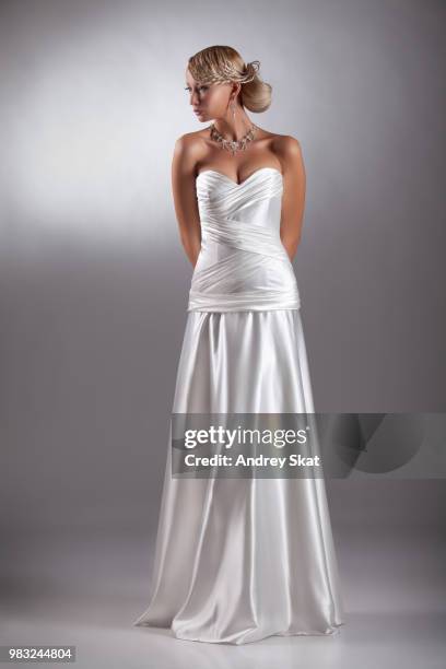 young beautiful woman in a wedding dress - longnose gar stock pictures, royalty-free photos & images