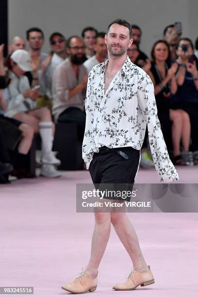 Fashion designer Sebastien Meunier walks the runway during the Ann Demeulemeester Menswear Spring/Summer 2019 fashion show as part of Paris Fashion...