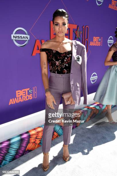 Annie Ilonzeh attends the 2018 BET Awards at Microsoft Theater on June 24, 2018 in Los Angeles, California.