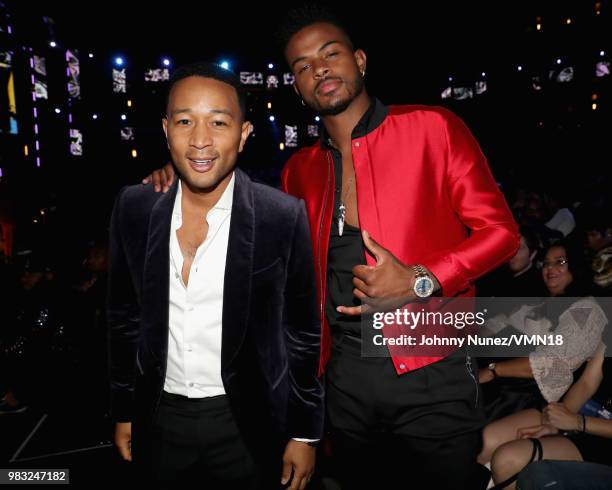 John Legend and Trevor Jackson attend the 2018 BET Awards at Microsoft Theater on June 24, 2018 in Los Angeles, California.