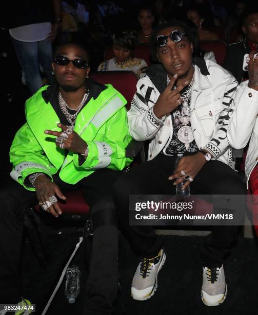 Quavo and Takeoff of Migos attend the 2018 BET Awards at Microsoft Theater on June 24, 2018 in Los Angeles, California.