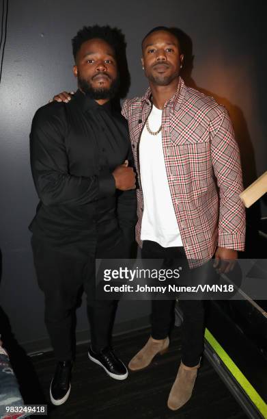 Ryan Coogler and Michael B. Jordan are seen backstage at the 2018 BET Awards at Microsoft Theater on June 24, 2018 in Los Angeles, California.