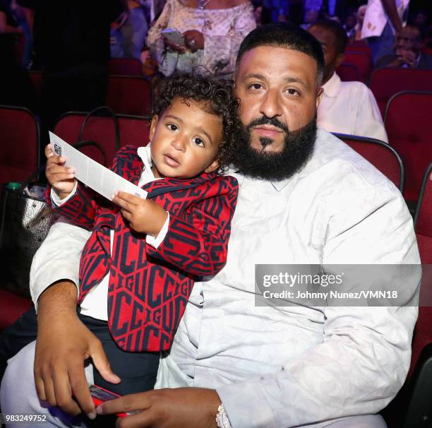 Asahd Tuck Khaled and DJ Khaled attend the 2018 BET Awards at Microsoft Theater on June 24, 2018 in Los Angeles, California.