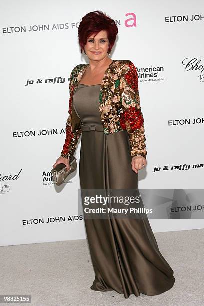 Personality Sharon Osbourne arrives at the 18th annual Elton John AIDS Foundation Oscar Party held at Pacific Design Center on March 7, 2010 in West...