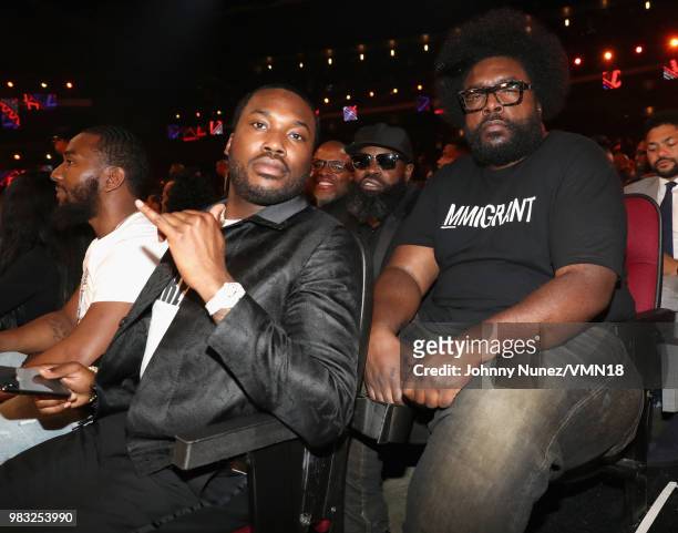 Meek Mill and Questlove at the 2018 BET Awards at Microsoft Theater on June 24, 2018 in Los Angeles, California.