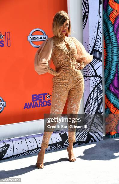 Tyra Banks attends the 2018 BET Awards at Microsoft Theater on June 24, 2018 in Los Angeles, California.