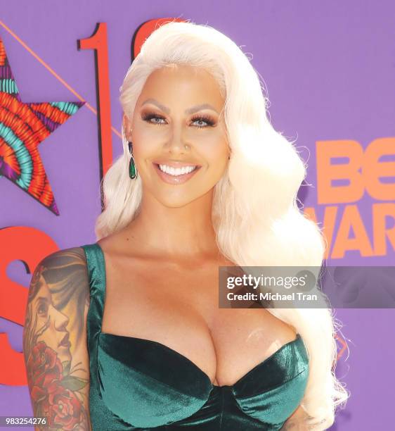 Amber Rose arrives to the 2018 BET Awards held at Microsoft Theater on June 24, 2018 in Los Angeles, California.