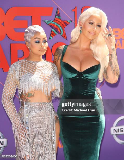 Blac Chyna and Amber Rose arrive to the 2018 BET Awards held at Microsoft Theater on June 24, 2018 in Los Angeles, California.