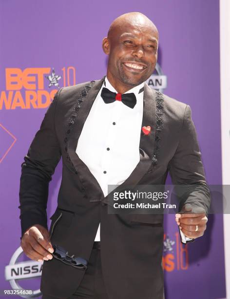 Jimmy Jean-Louis arrives to the 2018 BET Awards held at Microsoft Theater on June 24, 2018 in Los Angeles, California.