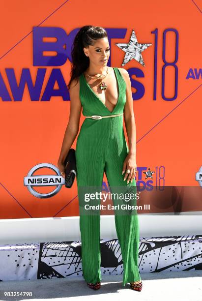 Claudia Jordan attends the 2018 BET Awards at Microsoft Theater on June 24, 2018 in Los Angeles, California.
